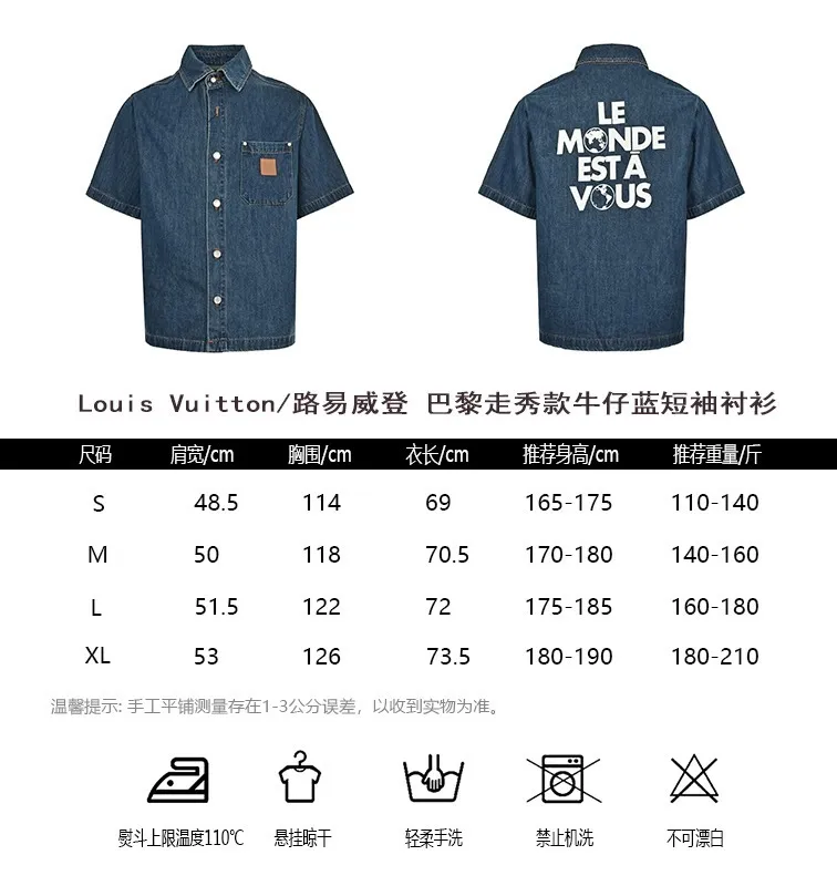 Louis Vuitton/Louis Vuitton Paris catwalk style denim blue short-sleeved shirt